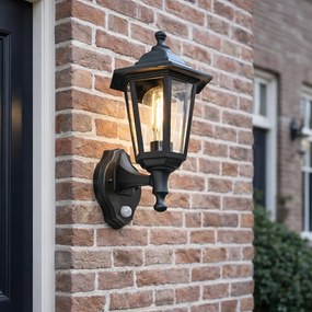 Класическа външна стенна лампа черна с датчик за движение - New Haven