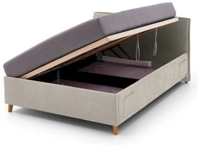 Бежово тапицирано детско легло 140x200 cm с място за съхранение с включена подматрачна рамка Fun – Meise Möbel