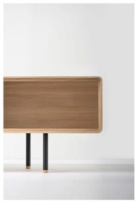 Черна/естествена маса за телевизор от масивен дъб 200x48 cm Fina – Gazzda