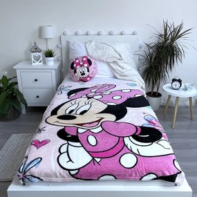 Розово детско одеяло от микроплюш 100x150 cm Minnie Flowers - Jerry Fabrics