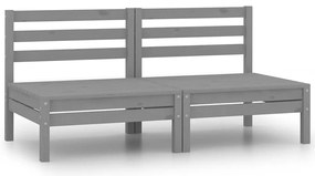 806589 vidaXL Градински средни дивани, 2 бр, сиви, бор масив