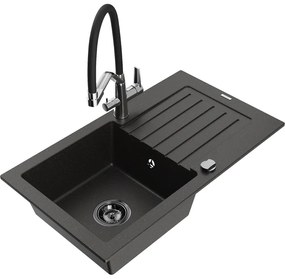 Mexen Pablo гранитна мивка с 1 корито с отцедник и кухненски смесител Duo,