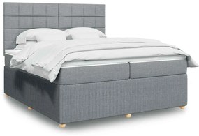 3292163 vidaXL Боксспринг легло с матрак, светлосиво, 200x200 см, плат