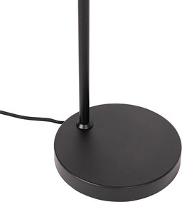 Дизайнерска настолна лампа черна с месинг и кехлибарено стъкло - Zuzanna