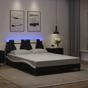 3214013 vidaXL Рамка за легло Viana с LED без матрак черно и бяло 120x200см