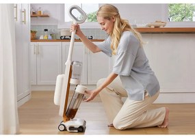 Вертикална прахосмукачка Tineco iFloor Y2 Plus, 6500 Pa, Wi-Fi, 0.8 л мръсна/1 л чиста, LED, Самопочистване, 70м2, Индикатори, Бял/оранжев