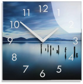 Декоративен стъклен часовник 30 см с морски мотив
