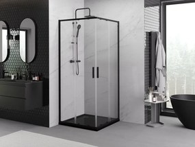 Mexen Exo квадратна плъзгаща се душ кабина 90 x 90 см, прозрачна, черна - 8111-090-090-70-00