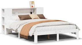 3322516 vidaXL Легло с етажерка за книги, без матрак, 140x200 см, бор масив