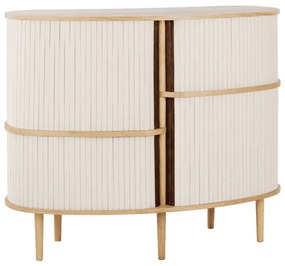 Шкафче от дъбов декор с плъзгащи се врати в бежов и естествен цвят 120x100x50 cm Audacious – UMAGE