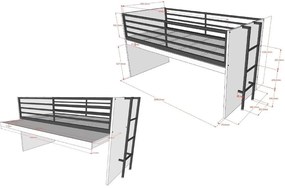 Бяло повдигнато детско легло с включена подматрачна рамка 90x200 cm Sam – Vipack