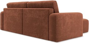 Теракотен шенилов сгъваем/с място за съхранение ъглов диван (ляв ъгъл) Kona – Makamii