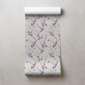 Тапет – Лилави цветя на светъл фон