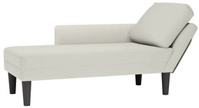 4009814 vidaXL Кушетка с възглавница и десен подлакътник, кремав, кадифе