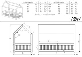 Разтегателно детско легло тип къща от масивен бор с място за съхранение в естествен цвят 90x180 cm Mila MBW – Adeko