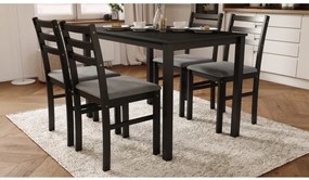 Комплект ТОРИНО маса + 4 стола Черно/Светло сиво (тъкан Савана 21) - ДЪРВЕН КОМПЛЕКТ ЗА КУХНЯ/ТРАПЕЗАРИЯ