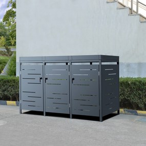 Trash Enclosure Salching for 3 Wastebins Anthracite 122x196x80cm