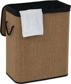 Кош за пране 5five, Правоъгълен, Бамбук и черен плат, 100 l