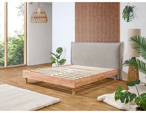 Светлосиво/естествено двойно легло с решетка 180x200 cm Charlie - Bobochic Paris