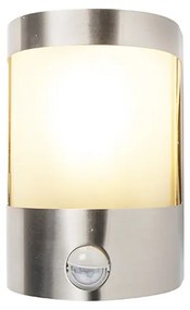 Модерна стенна лампа за открито от неръждаема стомана с датчик за движение IP44 - Mira