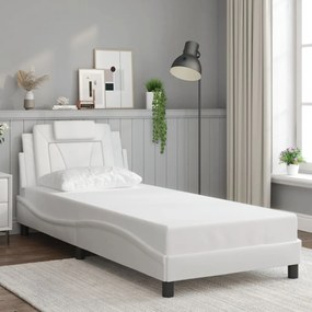 3208062 vidaXL Рамка за легло Viana без матрак, бяла, 90x190 см изкуствена кожа
