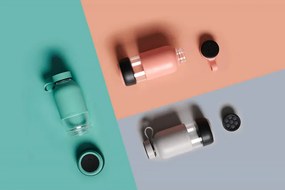 Бутилка с вграден филтър Lekue On The Go 1010228, 500 мл, Боросиликатно стъкло, -20°C/+60°C, Корал