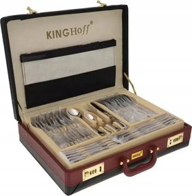 Комплект прибори за хранене Kinghoff KH 3504, 72 части, За 12 човека, Куфар, Неръждаема стомана 18/0, Сребрист