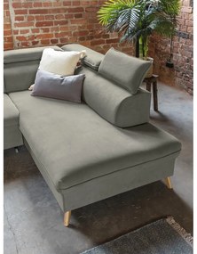 Светлосив кадифен U-образен ъглов диван (десен ъгъл) Sweet Harmony - Miuform