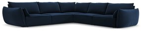 Тъмносин кадифен ъглов диван Vanda – Mazzini Sofas