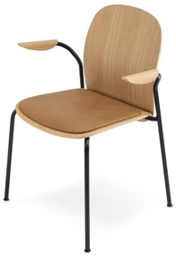 Трапезни столове в комплект с подлакътници/за подреждане 2 бр. от декор от дъб в цвят кафяв коняк/в естествен цвят Book – Gazzda