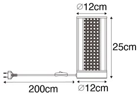 Ориенталска настолна лампа бяла с ратан 12 см - Akira