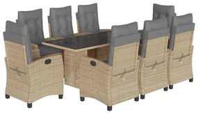 3212697 vidaXL Градински комплект с възглавници 9 части бежов микс полиратан