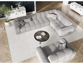 Ъглов диван от светлосиво кадифе (десен ъгъл) Kendal - Micadoni Home