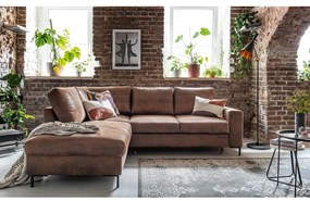 Кафяв разтегателен ъглов диван от изкуствена кожа (ляв ъгъл) Lofty Lilly – Miuform