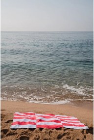 Червена/светлосиня памучна плажна кърпа 100x160 cm Su – noo.ma