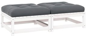 805741 vidaXL Градински табуретки с възглавници, 2 бр, бели, бор масив