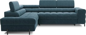 Син разтегателен ъглов диван с място за съхранение от букле (ляв ъгъл L форма) Ferucce – ELTAP