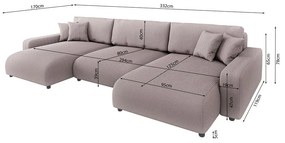 Светлорозов ъглов диван с място за съхранение от рипсено кадифе Sara – Ropez