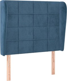 3117996 vidaXL Горна табла за легло с уши, тъмносиня, 93x23x118/128 см, кадифе
