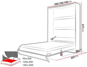 Стенно легло Concept Pro I-Gkri-90 x 200