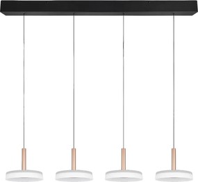 Черно-бяло и златисто LED затъмняващо се висящо осветително тяло със стъклен абажур Celeste – Trio