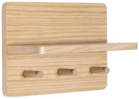 Стенна закачалка от декор от дъб в естествен цвят с рафт Space – Hübsch