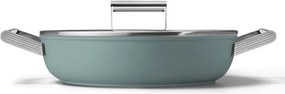 Плитка тенджера с капак Smeg DPF2812EGM, 28 см, 4.3 л, Керамично незалепващо покритие, Фурна до 250C, Без PFAS, Индукция, Изумрудено зелен