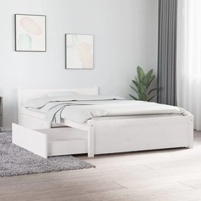 3103489 vidaXL Рамка за легло с чекмеджета, бяла, 100x200 см