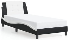 3208161 vidaXL Рамка за легло без матрак Zadar, черно-бяла, 90x200 см, изкуствена кожа