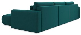 Тюркоазен кадифен разтегателен ъглов диван с място за съхранение (U форма) Kapua – Makamii