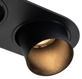 Комплект от 6 вградени спота черни GU10 50mm 2-светлини - Installa