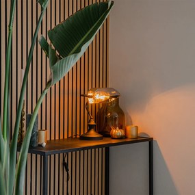 Класическа нотариална лампа черна с опушено огледално стъкло - Banker