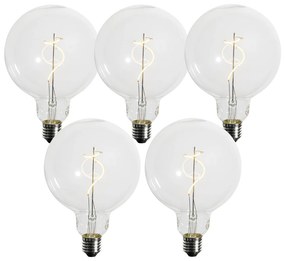 Комплект от 5 E27 димируеми LED крушки със спираловидна нажежаема жичка G125 4W 270 lm 2700K