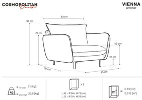 Кресло от сиво кадифе Vienna - Cosmopolitan Design
